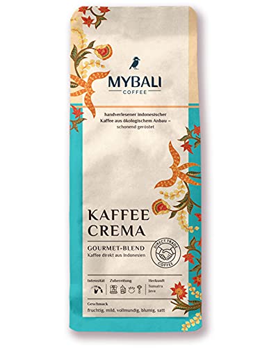 MYBALI COFFEE ® Kaffee Crema Ganze Arabica Kaffeebohnen (1kg) Fruchtige Kaffeespezialität Mit Milder Note -Ihr Täglicher Genusskaffee von myBali Coffee