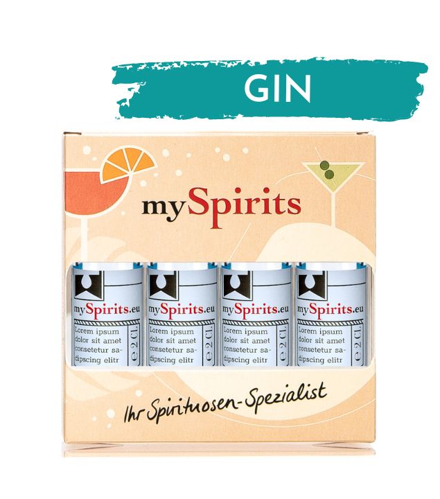 mySpirits Gin 4er Miniaturen-Set (43,3 - 47,3 % vol, 0,08 Liter) von mySpirits