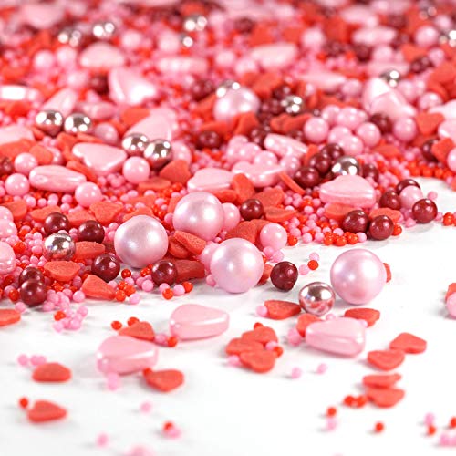 mySprinkles Zuckerstreusel l'amour rosa rot Sprinkles - Streusel perfekt zum Backen für Kindergeburtstag Geburtstag Valentinstag Herzen Torte Kuchen Cupcakes Muffins Cakepops (180g) von mySprinkles wir streuseln Liebe