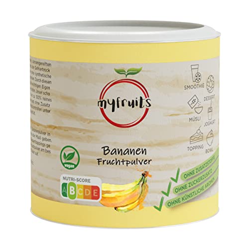 myfruits® Bananenpulver - ohne Zusätze, zu 100% aus Bananen, gefriergetrocknet, Fruchtpulver für Smoothie, Shakes & Joghurt (70g) von myfruits