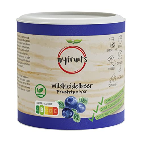 myfruits Wildheidelbeerpulver, gefriergetrocknete gemahlene Blaubeeren, 70g, zu 100% aus Wildheidelbeeren, Fruchtpulver für Smoothie, Shakes & Joghurt… von myfruits