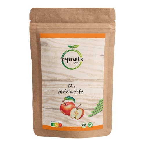 myfruits Bio Apfel, getrocknet, 500g, Würfel, ohne Zusätze, 100% Apfel, für Müsli oder Snack von myfruits