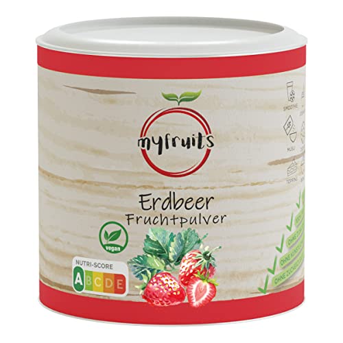 myfruits Erdbeerpulver, gefriergetrocknetes Fruchtpulver, 150g,100% Erdbeeren getrocknet und gemahlen, Fruchtpulver für Smoothie, Shakes & Joghurt… von myfruits