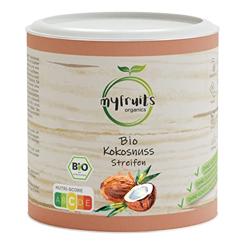 myfruits getrocknete Kokoschip, 150g, Kokosstreifen, Trockenfrüchte, 100% getrocknete Kokosnuss von myfruits