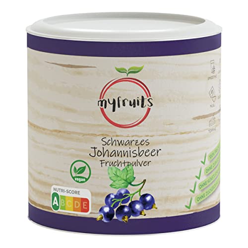 myfruits schwarzes Johannisbeerpulver, 200g, ohne Zusätze, zu 100% aus Johannisbeeren, gefriergetrocknete Früchte und Fruchtpulver für Smoothie, Shakes & Joghurt (200g) von myfruits