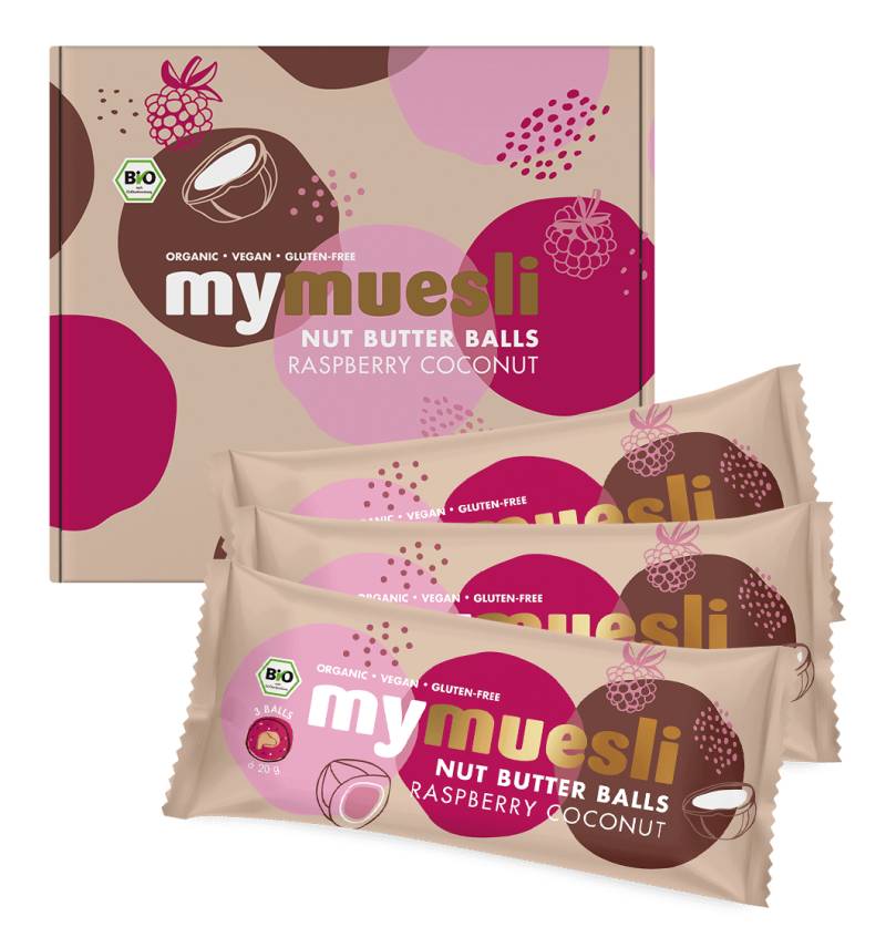 3x3er Box Nut Butter Balls Himbeer Kokos von mymuesli