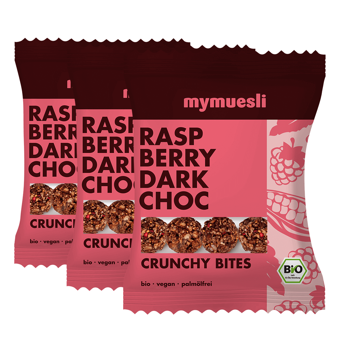 Raspberry Dark Choc Crunchy Bites 3er Paket von mymuesli