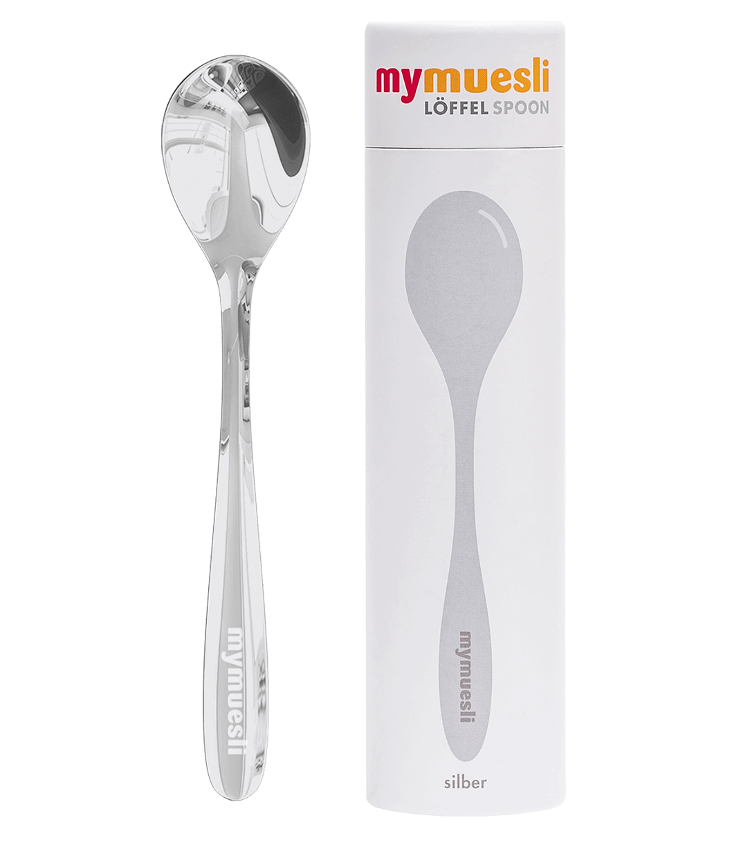 mymuesli Bio mymuesli-Löffel silber | Der optimale Müslilöffel | lebensmittelecht und spülmaschinenfest von mymuesli