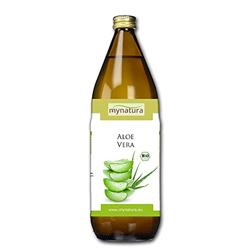 Mynatura Bio Aloe Vera Saft 6x 1 Liter Glasflasche I Naturtrüber Frischpflanzensaft I 100% Aloe Vera Direktsaft der Sorte Barbardenis Miller (6x 1L Flasche) von mynatura