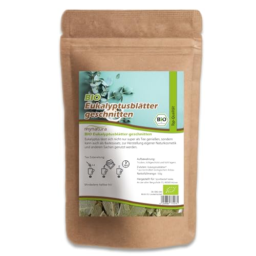 Mynatura Bio Eukalyptusblätter, getrocknet und geschnitten | Eukalyptus | Erfrischung | Tee kochen | Vegane Ernährung | Teeblätter | Teekräuter | 1000g von mynatura