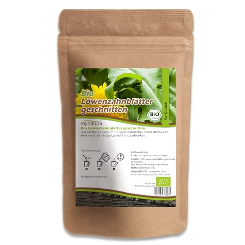 Mynatura Bio Löwenzahnblätter geschnitten | Getrocknete Blätter | Löwenzahn | Vegan | Für Tee | Kräutertee | Heimische Pflanze | Im Beutel 1000g von mynatura