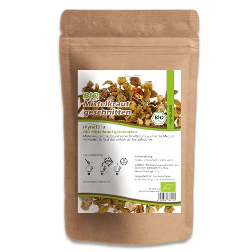 Mynatura Bio Mistelkraut getrocknet und geschnitten | Kräutertee | Misteltee | Teekraut | Teekräuter | Mistel | Vegan | Beutel 100g von mynatura