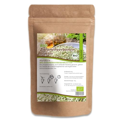 Mynatura Bio Zitronenverbeneblätter geschnitten I Zitronenverbene I Kräuter I Aromatische Tees I Verbene I Im Beutel 100g von mynatura