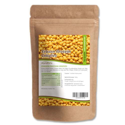 Mynatura Erbsenprotein Crispies | 57% Eiweiß | Pea Protein | Pflanzliches Eiweiß aus Erbsen | Vegane Nahrungsergänzung | Eiweißsnack | Peas (1000g) von mynatura