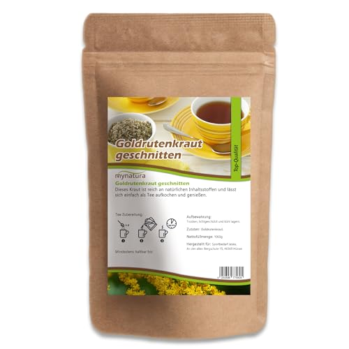 Mynatura Goldrutenkraut getrocknet und geschnitten | Goldrute | Teekraut | Kräutertee | Aromatische Pflanze | Tea | Vegane Ernährung | Tee | Im Beutel 500g von mynatura