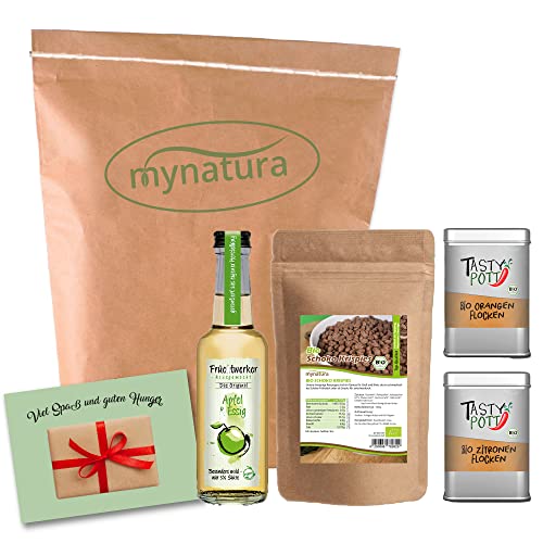 Mynatura Müsli Toppings Set 1 I Fruchtwerker Apfel & Essig + Tasty Pott Bio Orangenflocken + Mynatura Bio Schoko Krispies + Tasty Pott Bio Zitronenflocken I Snack I Müslibowl von mynatura