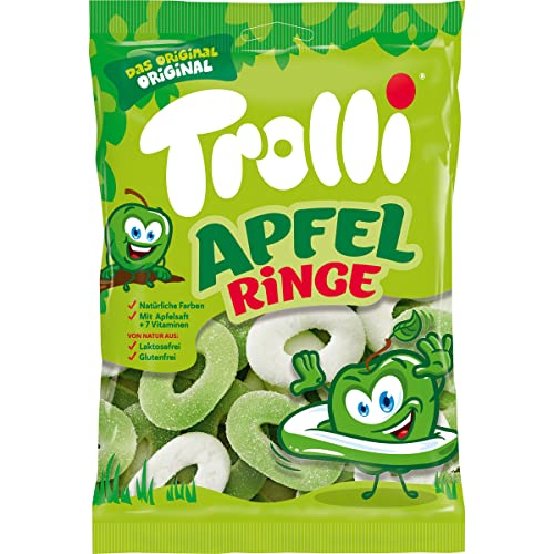 Trolli Saure Grüne Apfelringe mit Schaumzucker und Fruchtgummi 200g von n.v.