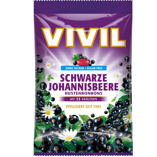 Vivil fruchtige Hustenbonbons Schwarze Johannisbeere zuckerfrei 88g von n.v.
