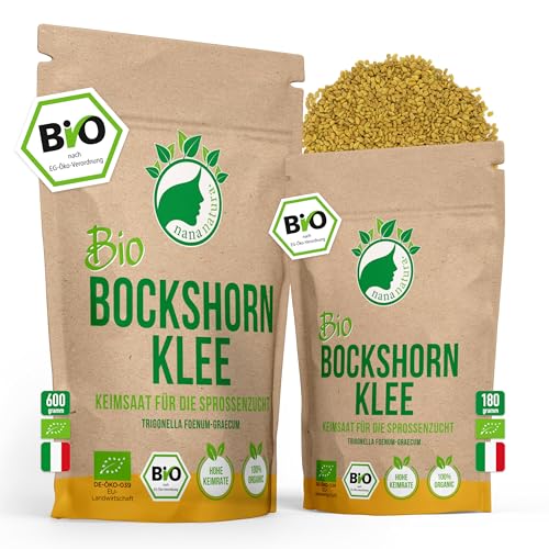 Bio Bockshornklee Sprossen Samen 600g VORTEILSPACK | Keimfähige Bockshornklee Samen zur Sprossenzucht | Microgreens von nananatura