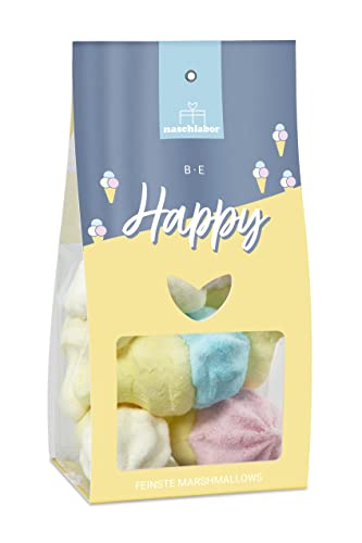 Be Happy Eis Marshmallows | Lustige Marshmallow Eishörnchen | Die passende Süßigkeit für deinen Sommer | In der exklusiven Geschenkverpackung | Perfekt für Sommerpartys und als Mitbringsel von naschlabor