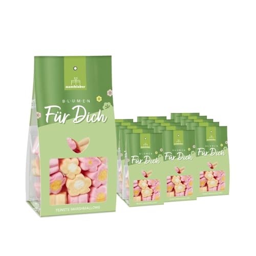 Blumen für Dich Marshmallows in Geschenkverpackung | Flower Power Marshmallow Mix von Naschlabor - Die bunte Mischung für deine Liebsten | Geschenk für Partner | Ideal zum Verschenken von naschlabor