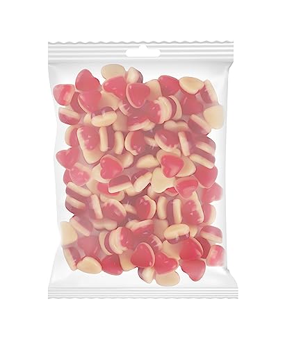 Candy Bar | Fruchtgummi Himbeerherzen auf Vanilleschaum 500g | ca. 60 Stück | Gummibärchen für Hochzeit | Babyshowerparty Deko | Süße Gummibärchen von naschlabor