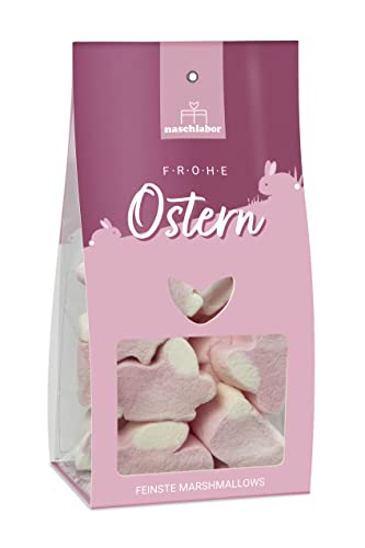 Frohe Ostern Marshmallow Tüte | Ostergeschenk für Kinder und Erwachsene | Hasen Nascherei für das Osternest | Marshmallow Hasen | Geschenk zu Ostern und für das Osternest von naschlabor