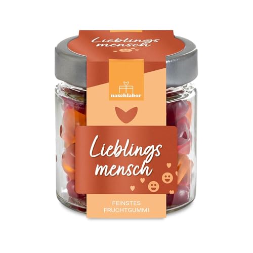 Fruchtgummi Geschenkglas Lieblingsmensch 120g | Geschenk für die Liebsten | Das Mitbringsel für deine Freunde | Valentinstag oder Muttertag von naschlabor