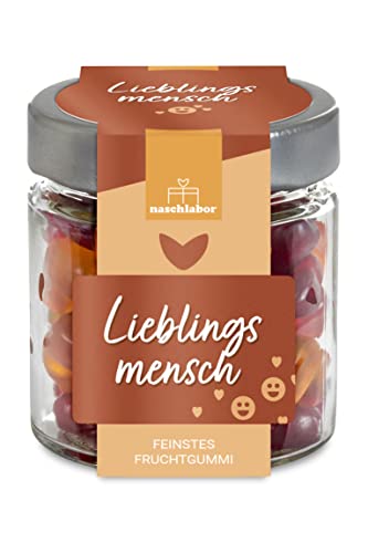 8 Stück Fruchtgummi Geschenkglas Lieblingsmensch | Große Verpackung | Leckere Gummibärchen | Geschenk für besondere Menschen | Liebevoll verpackt | Ideal für jede Gelegenheit von naschlabor