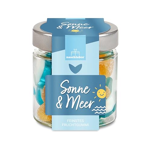 Fruchtgummi Geschenkglas Sonne & Meer 120g | Geschenk für die Liebsten | Das Mitbringsel für deine Freunde | Sommer | Strandparty | Vitamin Sea | Perfekt für sonnige Tage | Für Sommerliebhaber von naschlabor