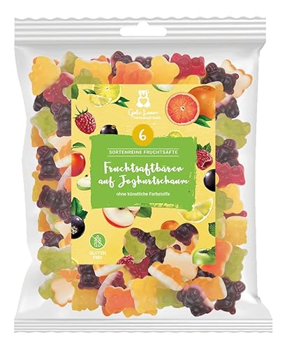 Fruchtsaftbären auf Joghurtschaum | 10% sortenreine Fruchtsäfte | Ohne künstliche Farbstoffe und Geschmacksverstärker | Glutenfrei | Gummibärchen von naschlabor