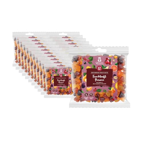 Fruchtsaftherzen | Herzen Gummibärchen | 20% sortenreine Fruchtsäfte | Ohne künstliche Farbstoffe und Geschmacksverstärker | Gluten- und Laktosefrei von naschlabor