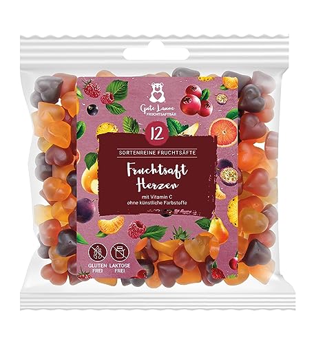 Fruchtsaftherzen | Herzen Gummibärchen | 20% sortenreine Fruchtsäfte | Ohne künstliche Farbstoffe und Geschmacksverstärker | Gluten- und Laktosefrei von naschlabor