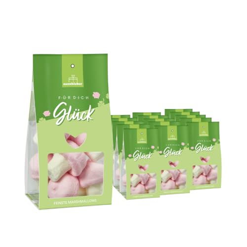 Für Dich Glück Marshmallows | Marshmallow Pilze | Glücks-Geschenk | Geschenk für Prüfungen & Silvester | Glücksbringer | Luftige Süßigkeiten | Marshmallow Geschenk von naschlabor