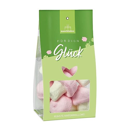 Für Dich Glück Marshmallows | Marshmallow Pilze | Glücks-Geschenk | Geschenk für Prüfungen & Silvester | Glücksbringer | Luftige Süßigkeiten | Marshmallow Geschenk von naschlabor