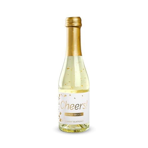 Gold Secco Cheers! 24 x 0,2l | Geschenk Sekt mit 22 Karat Goldflocken | Geschenk für deine Liebsten | Hochzeit oder Party Mitbringsel | 200 Milliliter Schaumwein | Prosecco von naschlabor