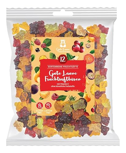 Gute Laune Fruchtsaftbär | Fruchtgummis | 20% sortenreine Fruchtsäfte | Ohne künstliche Farbstoffe und Geschmacksverstärker | Gluten- und Laktosefrei | Gummibärchen von naschlabor