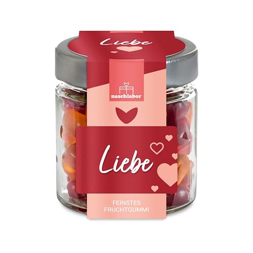 Herz Fruchtgummi Geschenkglas Liebe 120g | Geschenk für die Liebsten | Das Mitbringsel für deine Freunde | Valentinstag oder Muttertag | Geschenk für Partnerin von naschlabor