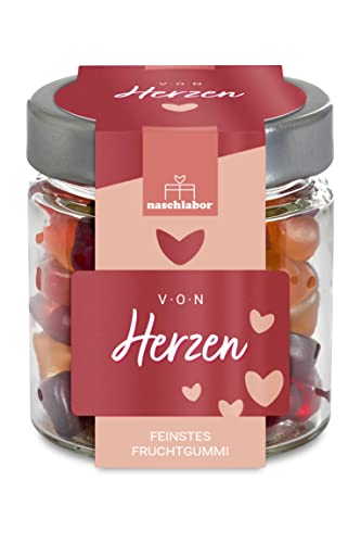 Herz Gummibärchen | Fruchtgummi Geschenkdose Von Herzen | Geschenk für Liebe | Dein Partner freut sich | Geschenkglas von Herzen Gummibärchen | naschlabor von naschlabor