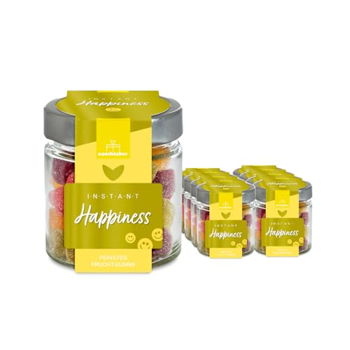 Instant Happiness Fruchtgummi Mix | Glücks-Gummibärchen | Schnelles Glück aus einem Glas gefällig? | Geschenk | saure Gummibärchen | Freude verschenken | Mitbringsel Party Geschenk von naschlabor