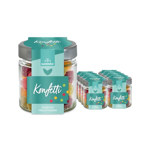 Konfetti Fruchtgummis in 120g Naschglas | Geburtstagsgeschenk | Geschenk zum Geburtstag | Dein Mitbringsel zum Geburtstag | Geschenk Neujahr | Happy New Year | Perfekt für festliche Anlässe von naschlabor