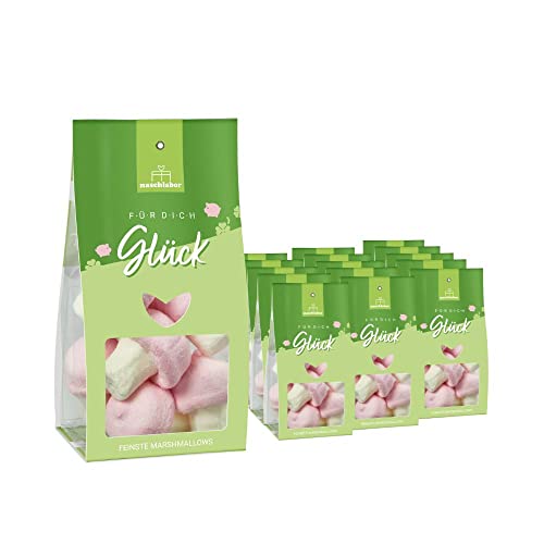 15 Stück Marshmallow Pilze Viel Glück 100g | Große-Verpackung | Geschenke für Prüfungen | Geschenke zum Glück wünschen von naschlabor
