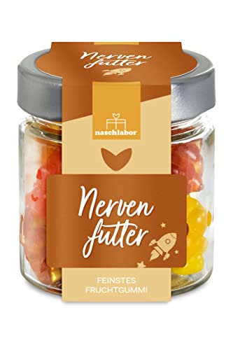 Nervenfutter Gummibärchen 120g | Nervennahrung für die Arbeit, für Studenten oder den Alltag in dem praktischen Vorratsglas | Geschenk für Schüler & Studenten von naschlabor