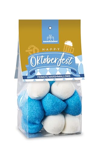 Oktoberfest Marshmallows | Bunte Marshmallow Mischung | Süßes Geschenk | Perfekt für Motto-Partys | Blau und Weiß | Wiesn | Bayern von naschlabor