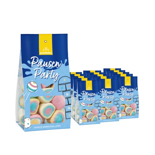 Pausen Party Marshmallows in Geschenkverpackung 90g | Das perfekte Geschenk für die Einschulung | Geschenk für Kinder zum Schulstart | Schultüte | Süße Marshmallows von naschlabor