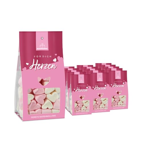 Pinke Marshmallow Herzen | Das mini Geschenk für deine Liebsten | Marshmallow Herz | Geschenkverpackung mit Marshmallows | Herz Marshmallows zum dekorieren, backen oder verschenken von naschlabor