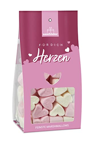 Pinke Marshmallow Herzen | Das mini Geschenk für deine Liebsten | Marshmallow Herz | Geschenkverpackung mit Marshmallows | Herz Marshmallows zum dekorieren, backen oder verschenken von naschlabor