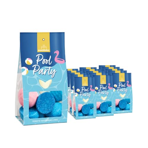 Pool Party Marshmallows in Geschenkverpackung 100g | Perfekt für die Sommerzeit | Geschenk für die nächste Grillparty, Poolparty, Gartenparty | Luftige Marshmallows | Mitbringsel von naschlabor