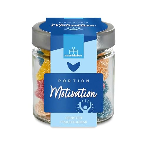 Portion Motivation Geschenkglas 120g | Der Motivationsschub zum Naschen für die Arbeit, die Schule oder die Uni | Geschenk für Freunde, Kollegen oder Kommilitonen | Motivationsgeschenk von naschlabor