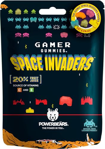 Powerbeärs Gamer Gummies | SPACE INVADERS Fruchtgummi | 125g | Gummibärchen mit 20% Fruchtsaft und Vitaminen in Space Invaders-Formen | Retro Snack für Gaming-Fans | Gamer Geschenk von naschlabor